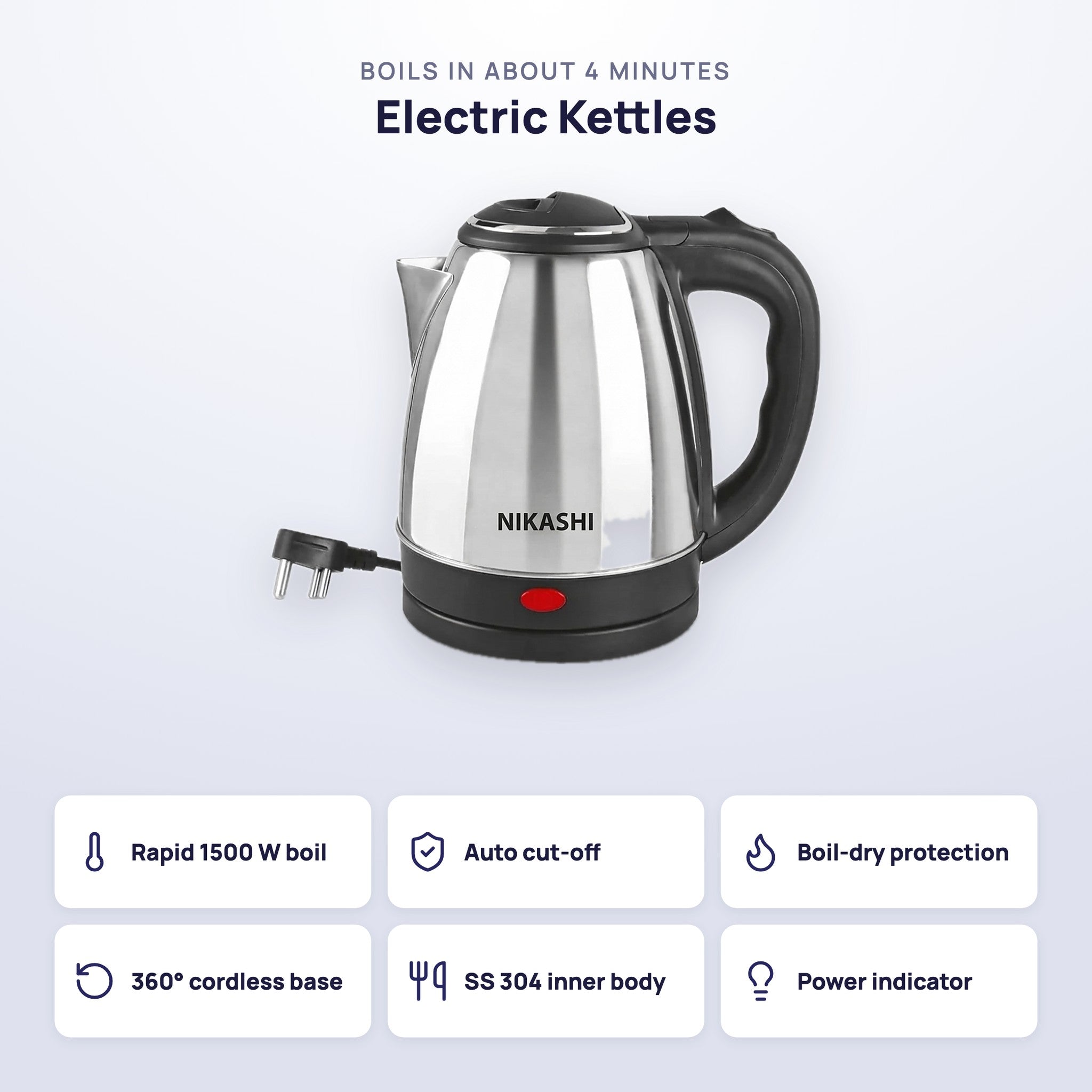 Nikashi Electric Kettles 1.8 L (NK-EK18)