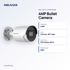 Nikashi 4MP Full-Colour Outdoor Bullet CCTV Camera (NK-CB4) key specifications