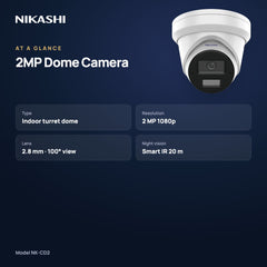 Nikashi 2MP Indoor Dome CCTV Camera (NK-CD2) at a glance