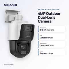 Nikashi 4MP Dual-Lens Outdoor Wi-Fi Security Camera (NK-OPT4) key specifications