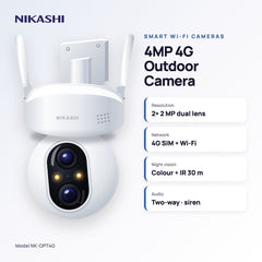Nikashi 4MP Dual-Lens 4G Outdoor Security Camera (NK-OPT4G) key specifications