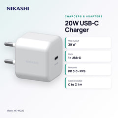 Nikashi 20W USB-C Fast Charger (NK-WC20) key specifications