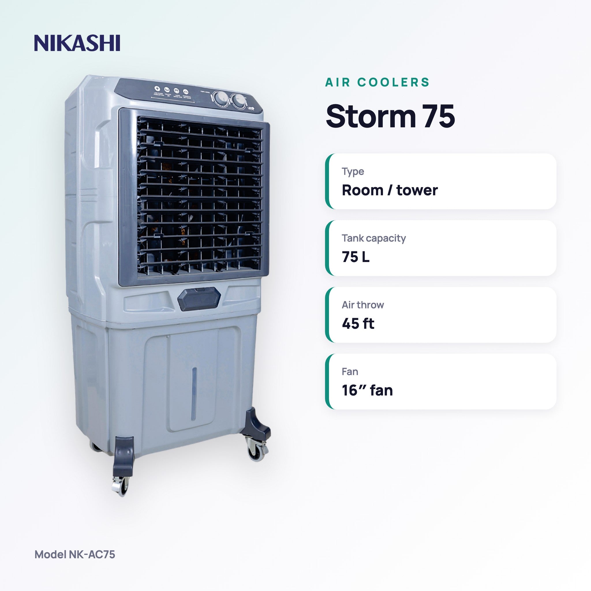 Nikashi Storm 75 Air Cooler (NK-AC75) key specifications