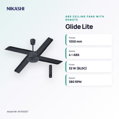 Nikashi Glide Lite ABS Ceiling Fan with Remote (NK-AF1050GT) key specifications