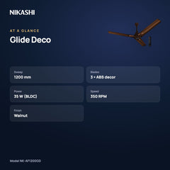 Nikashi Glide Deco ABS Ceiling Fan with Remote (NK-AF1200GD) at a glance