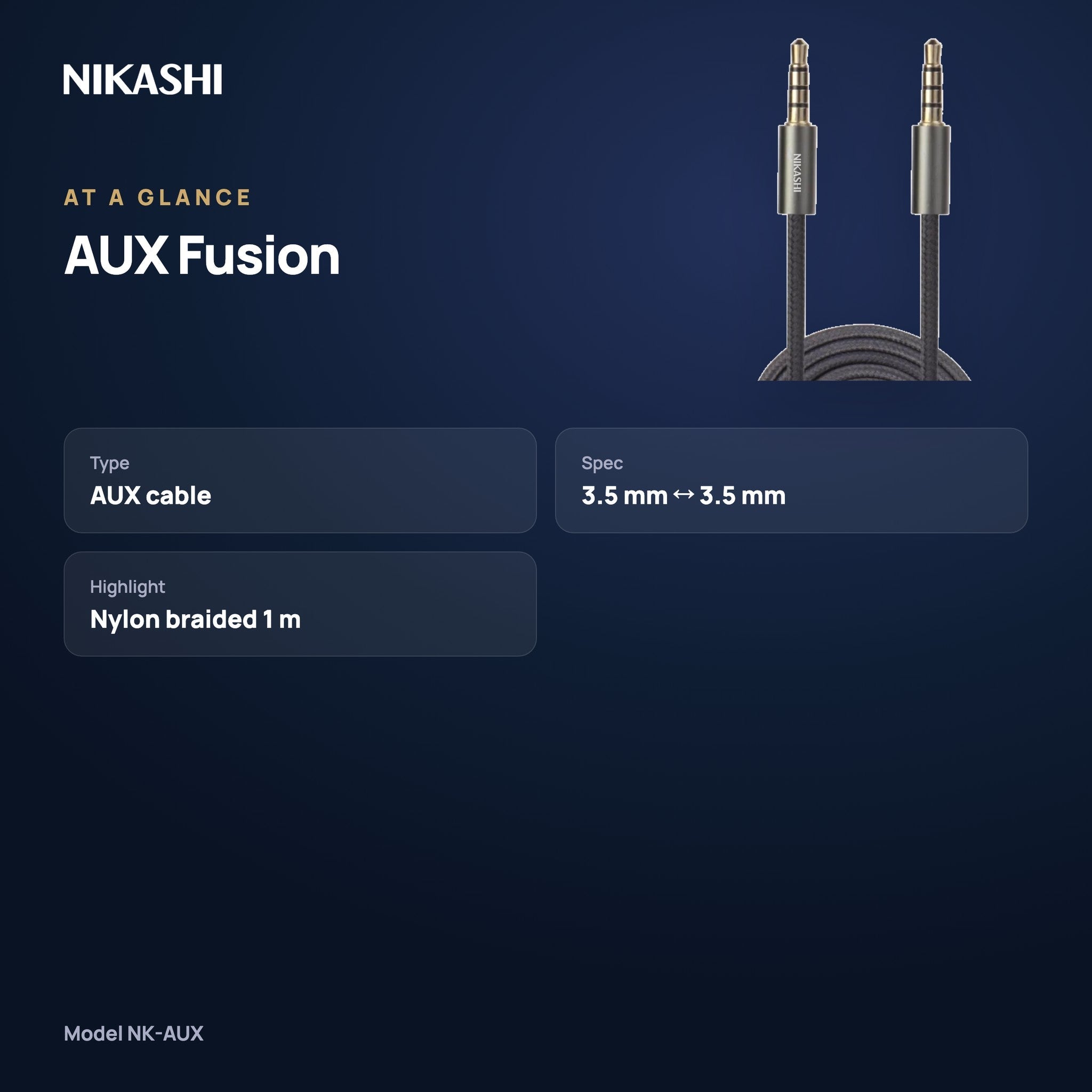 Nikashi AUX Fusion Cable (NK-AUX) at a glance