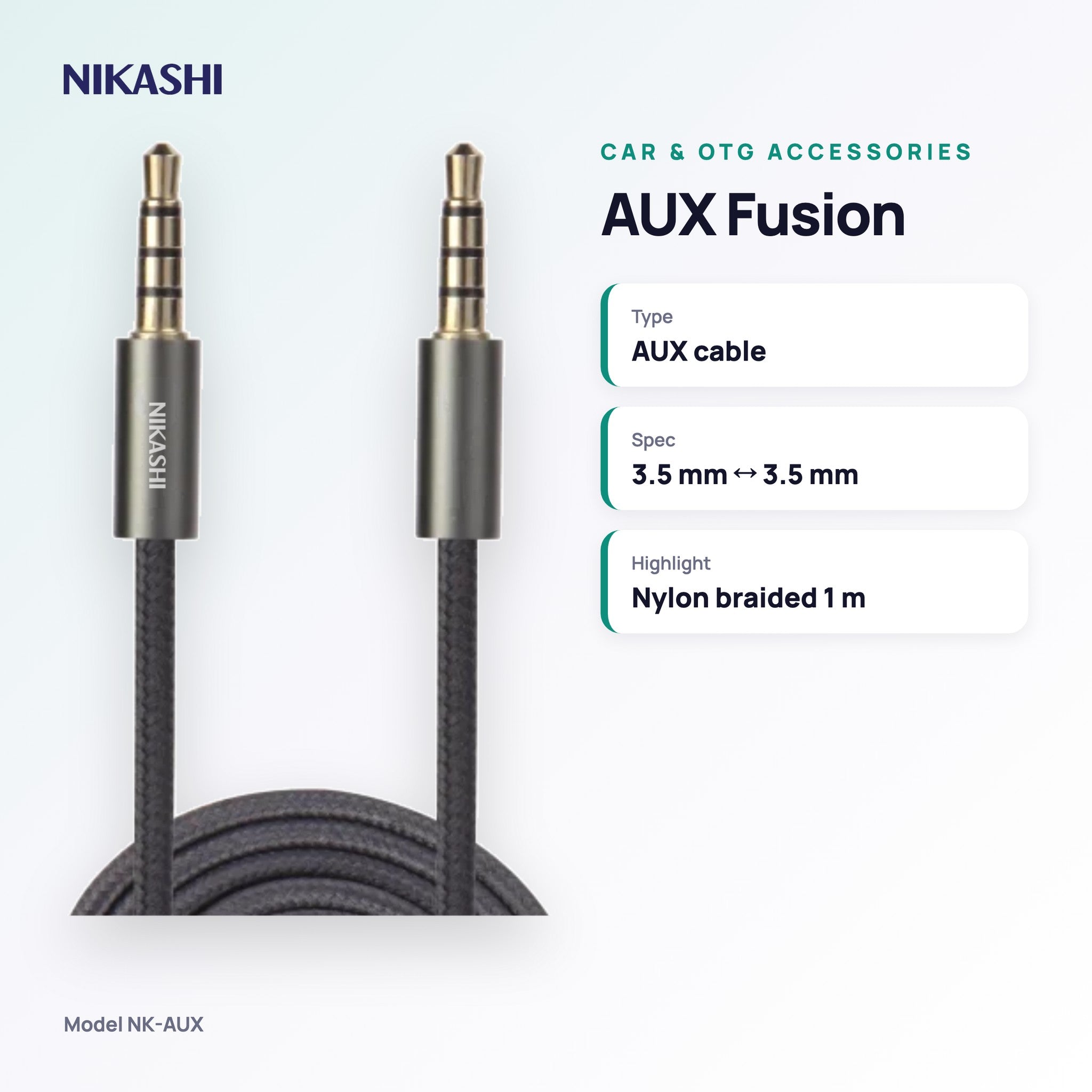 Nikashi AUX Fusion Cable (NK-AUX) key specifications