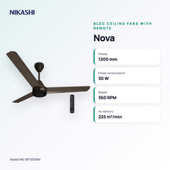 Nikashi Nova BLDC Ceiling Fan with Remote (NK-BF1200NV) key specifications