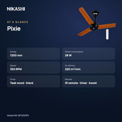 Nikashi Pixie BLDC Ceiling Fan with Remote (NK-BF1200PX) at a glance