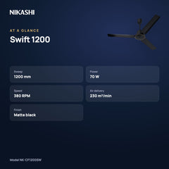 Nikashi Swift 1200 Ceiling Fan (NK-CF1200SW) at a glance