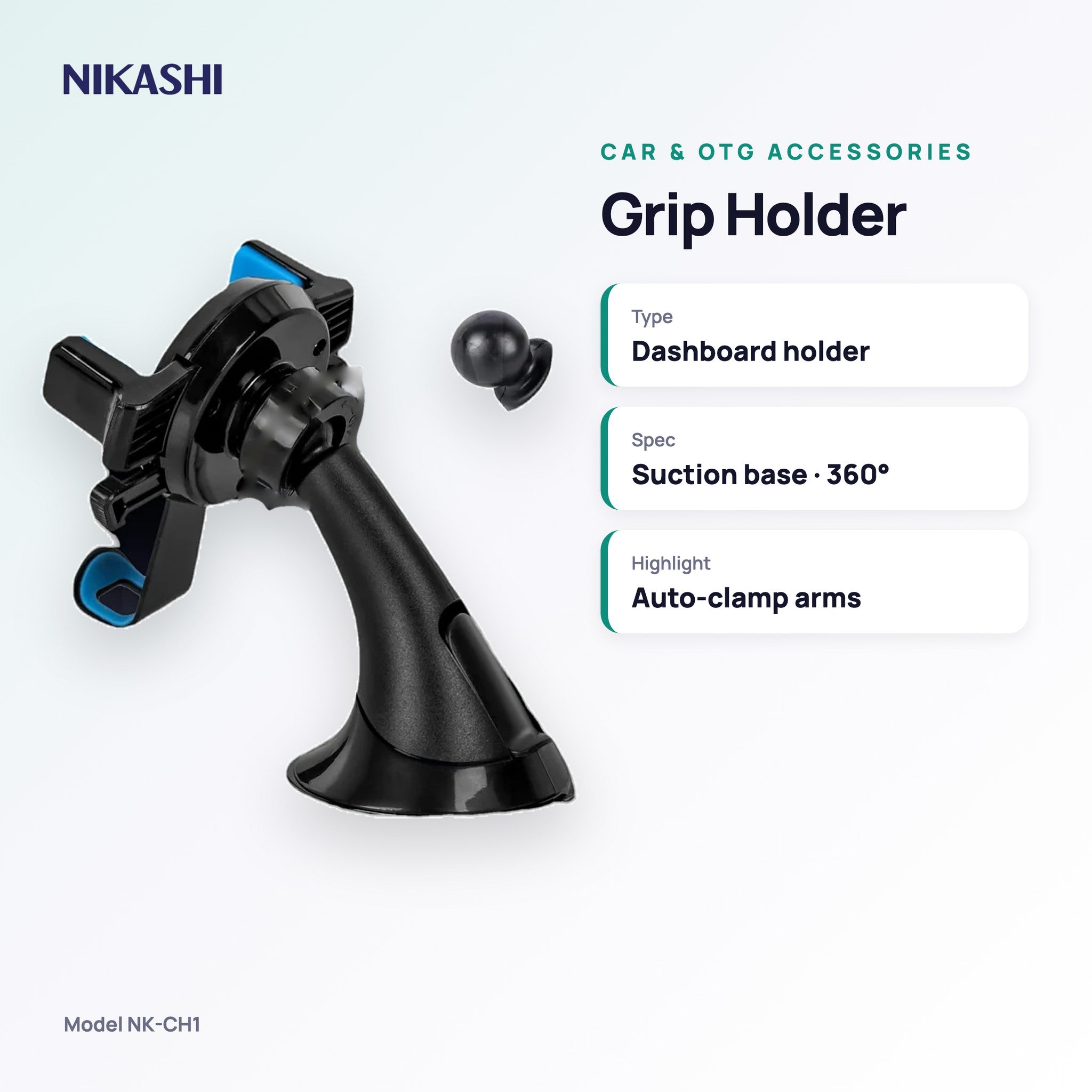 Nikashi Grip Holder Car Mount (NK-CH1) key specifications