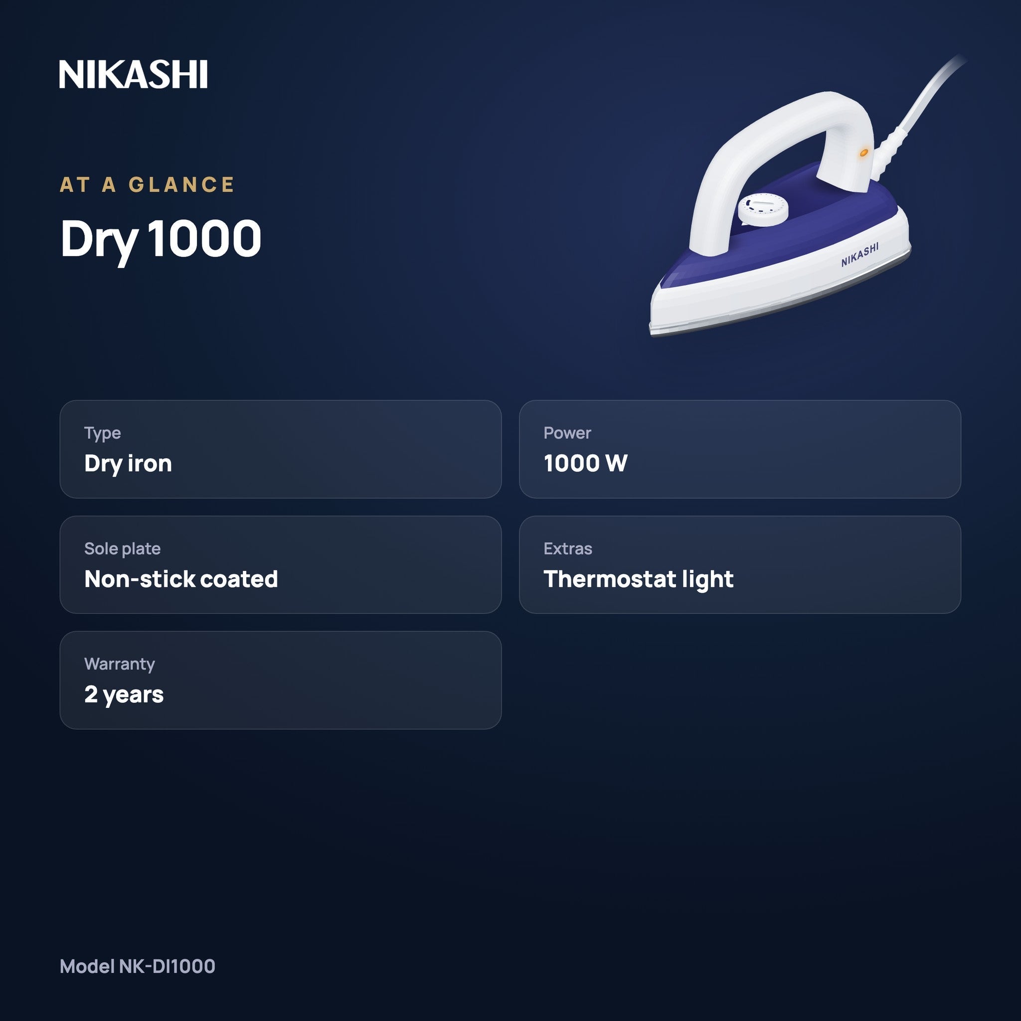 Nikashi Dry 1000 Iron (NK-DI1000) at a glance