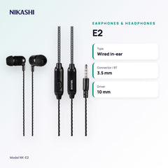 Nikashi E2 Wired Earphones (NK-E2) key specifications