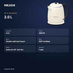 Nikashi 2.0 L Electric Kettle (NK-EK20) at a glance