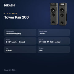 Nikashi Tower Pair 200 Speaker (NK-HT200) at a glance