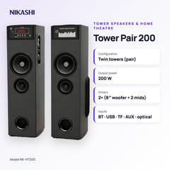 Nikashi Tower Pair 200 Speaker (NK-HT200) key specifications