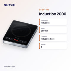 Nikashi Induction 2000 Cooktop (NK-IC2000) key specifications