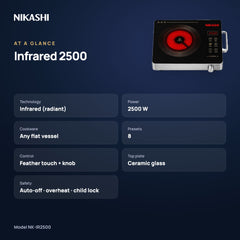 Nikashi Infrared 2500 Cooktop (NK-IR2500) at a glance