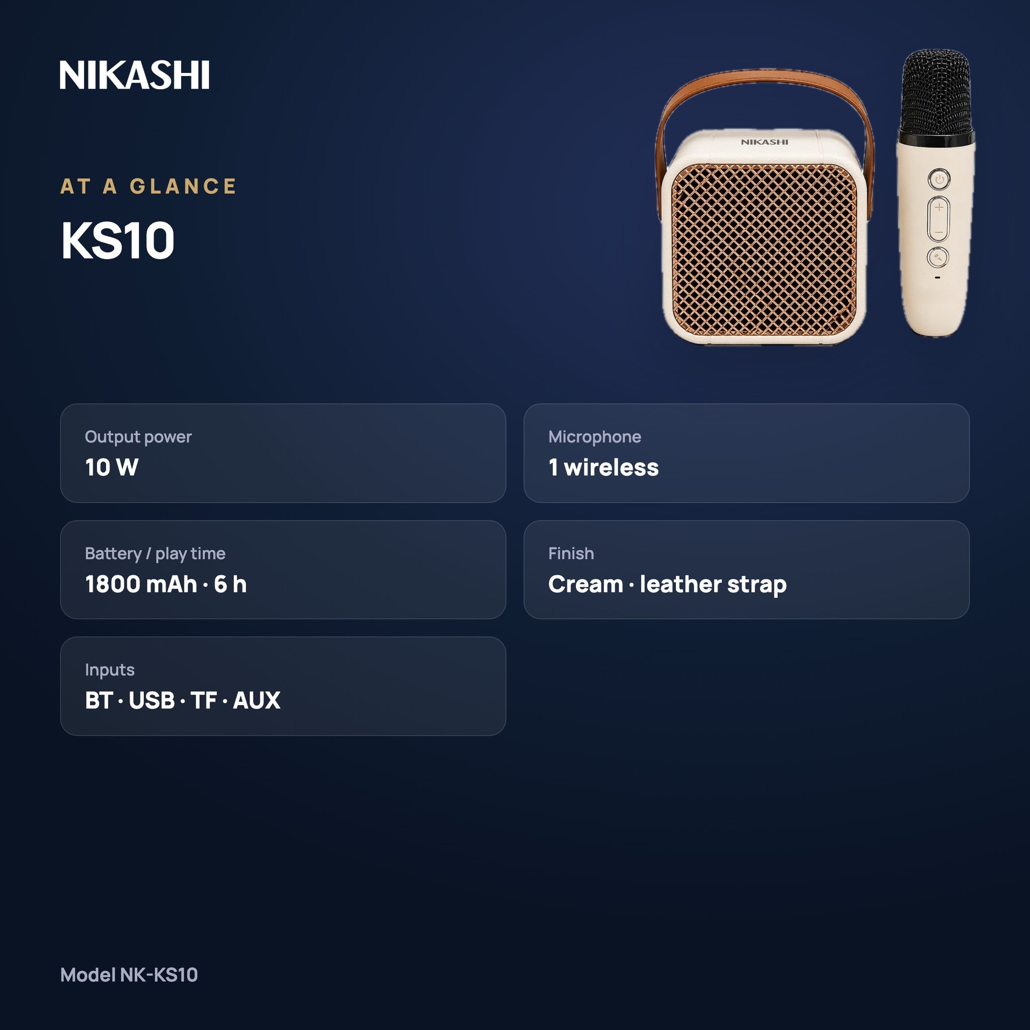 Nikashi KS10 Karaoke Speaker (NK-KS10) at a glance