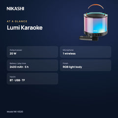 Nikashi Lumi Karaoke Speaker (NK-KS20) at a glance