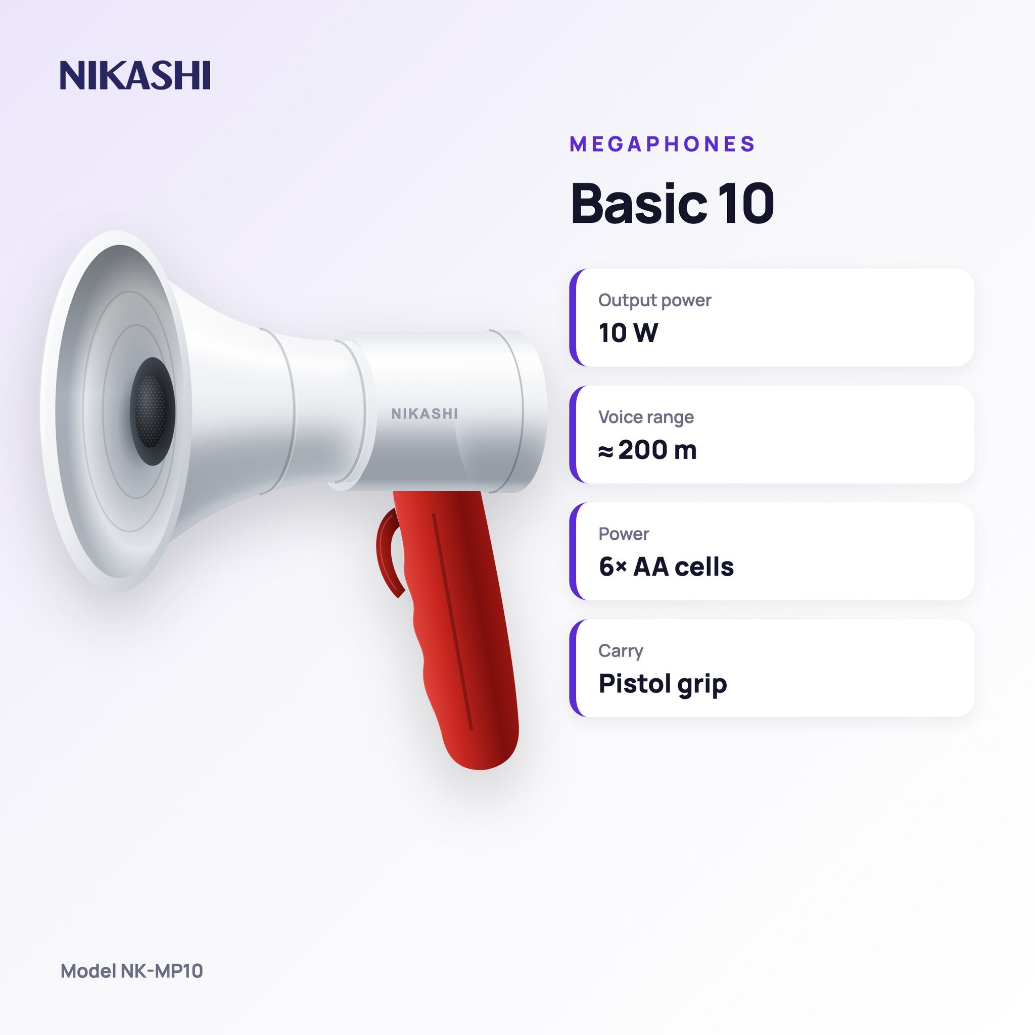 Nikashi Basic 10 Megaphone (NK-MP10) key specifications