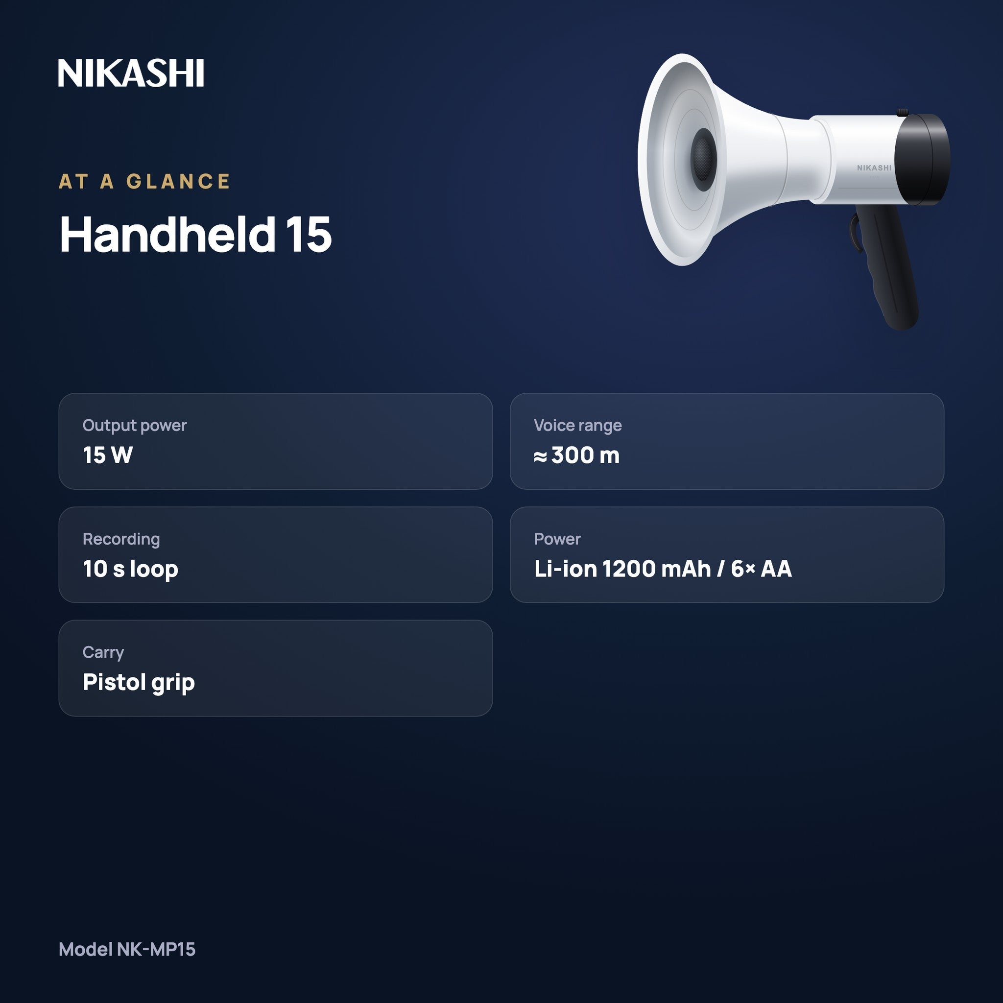 Nikashi Handheld 15 Megaphone (NK-MP15) at a glance