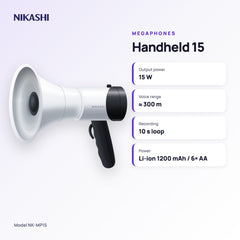 Nikashi Handheld 15 Megaphone (NK-MP15) key specifications