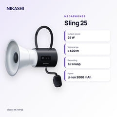Nikashi Sling 25 Megaphone (NK-MP25) key specifications