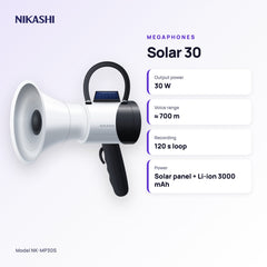 Nikashi Solar 30 Megaphone (NK-MP30S) key specifications