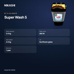 Nikashi Super Wash 5 Single-Tub Washer (NK-MW50) at a glance