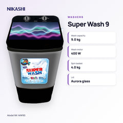 Nikashi Super Wash 9 Single-Tub Washer (NK-MW90) key specifications
