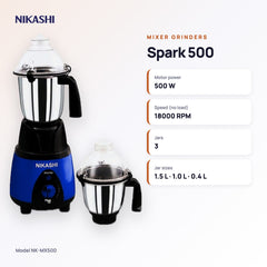Nikashi Spark 500 Mixer Grinder (NK-MX500) key specifications