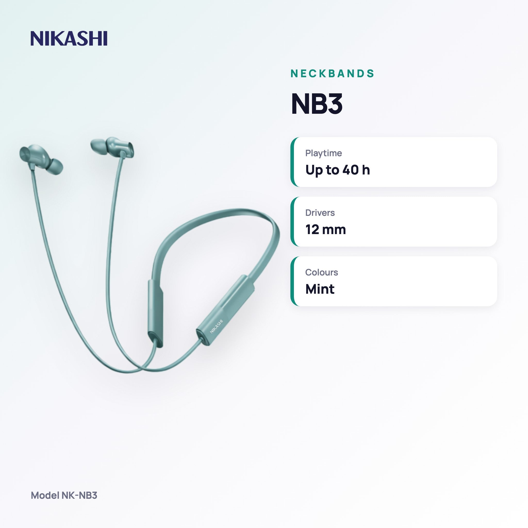 Nikashi NB3 Bluetooth Neckband (NK-NB3) key specifications