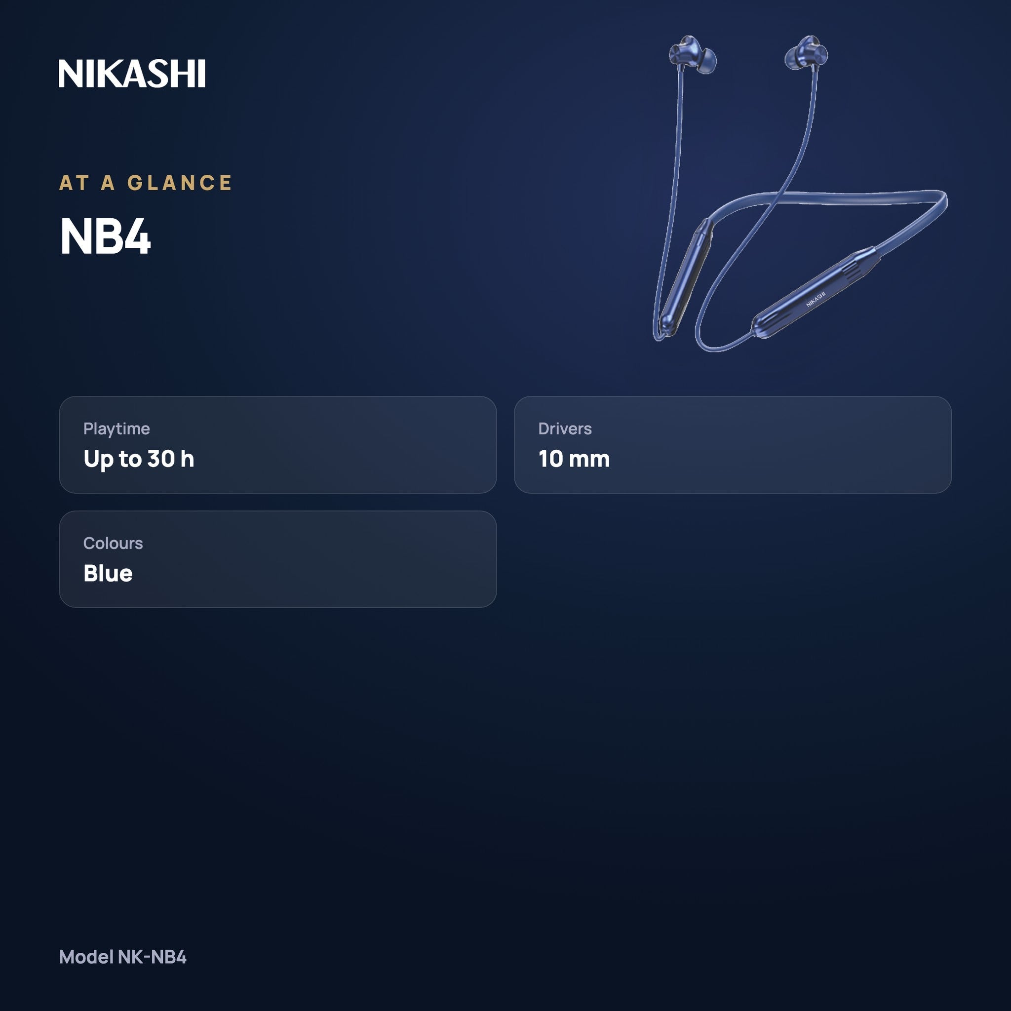 Nikashi NB4 Bluetooth Neckband (NK-NB4) at a glance