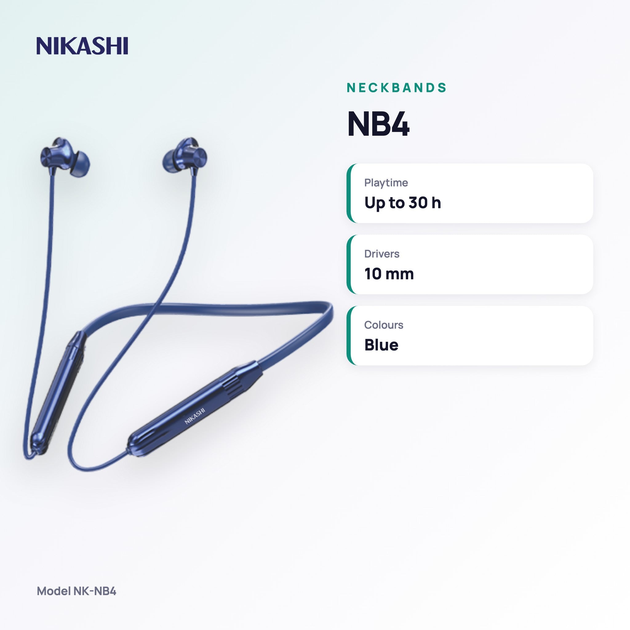 Nikashi NB4 Bluetooth Neckband (NK-NB4) key specifications
