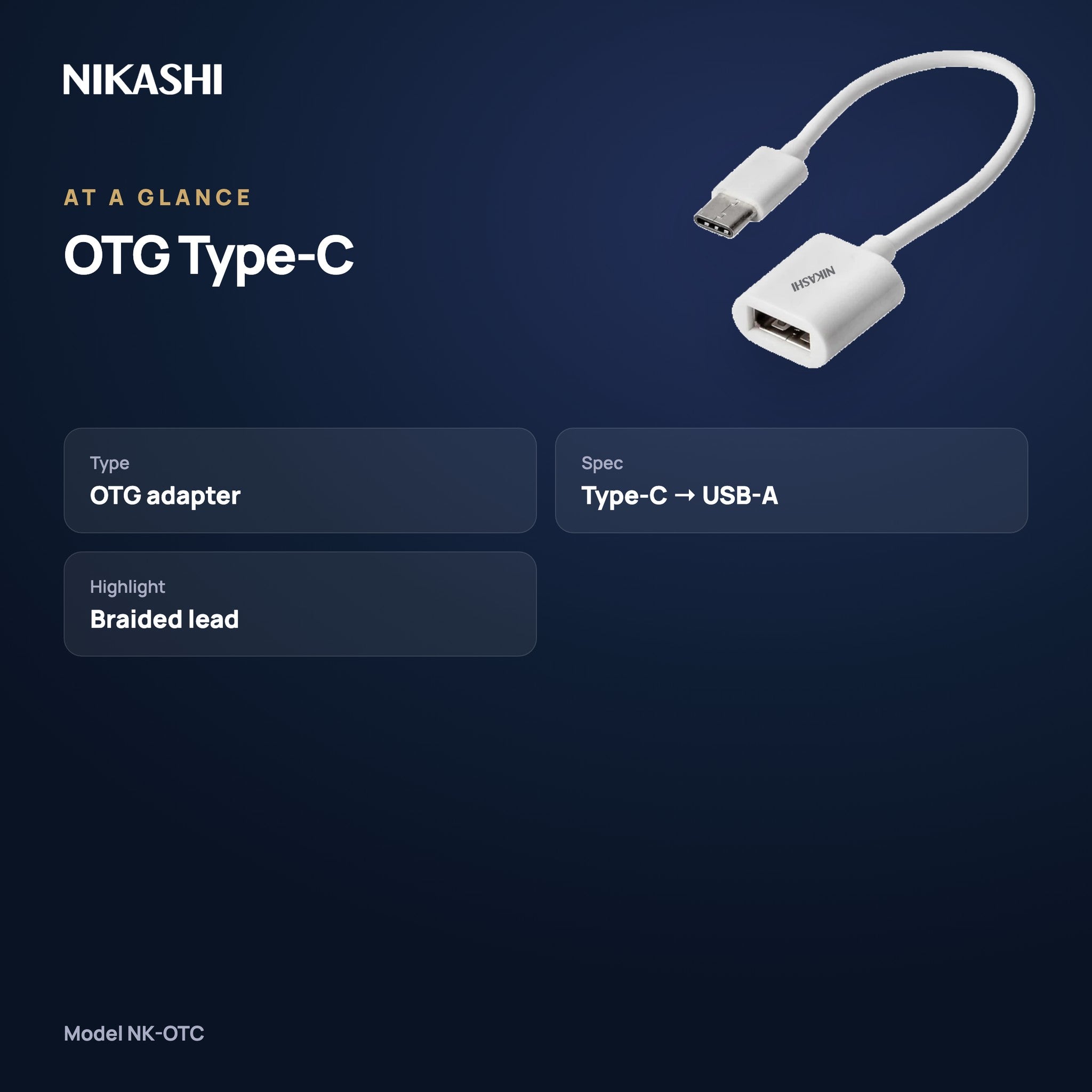 Nikashi OTG Type-C Adapter (NK-OTC) at a glance