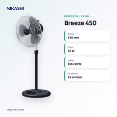 Nikashi Breeze 450 Pedestal Fan (NK-PF450) key specifications