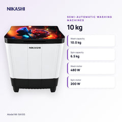 Nikashi 10 kg Semi-Automatic Washing Machine (NK-SA100) key specifications