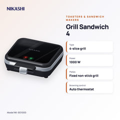 Nikashi Grill Sandwich 4 (NK-SG1000) key specifications