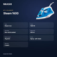 Nikashi Steam 1600 Iron (NK-SI1600) at a glance