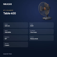 Nikashi Table 400 Fan (NK-TF400) at a glance