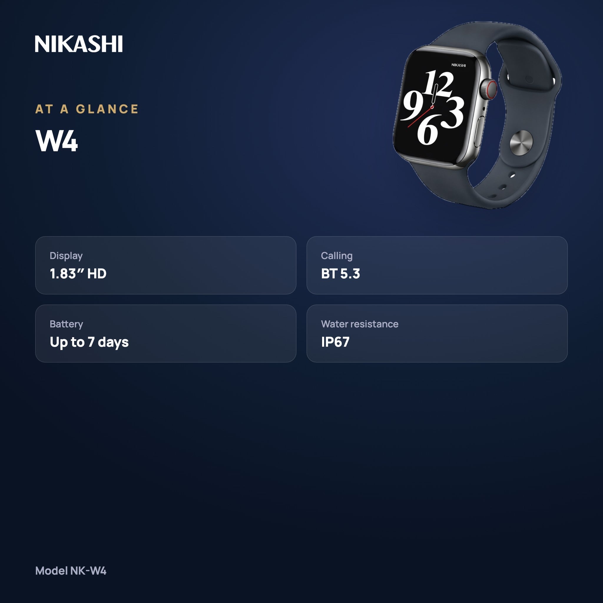Nikashi W4 Smartwatch (NK-W4) at a glance