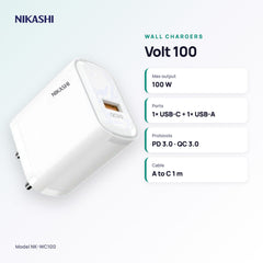 Nikashi Volt 100 Fast Charger (NK-WC100) key specifications