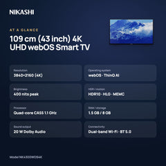 Nikashi 109 cm (43 inch) 4K UHD webOS Smart TV at a glance
