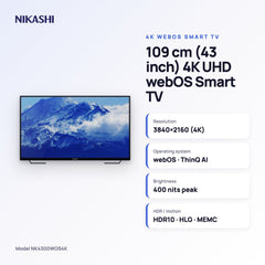 Nikashi 109 cm (43 inch) 4K UHD webOS Smart TV key specifications