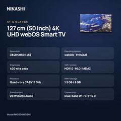 Nikashi 127 cm (50 inch) 4K UHD webOS Smart TV at a glance