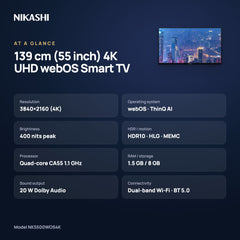 Nikashi 139 cm (55 inch) 4K UHD webOS Smart TV at a glance