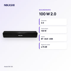 Nikashi 100 W 2.0 Soundbar (SB-100) key specifications