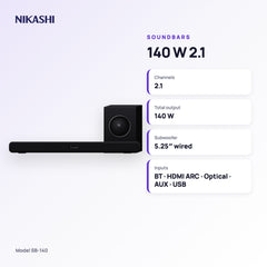Nikashi 140 W 2.1 Soundbar (SB-140) key specifications